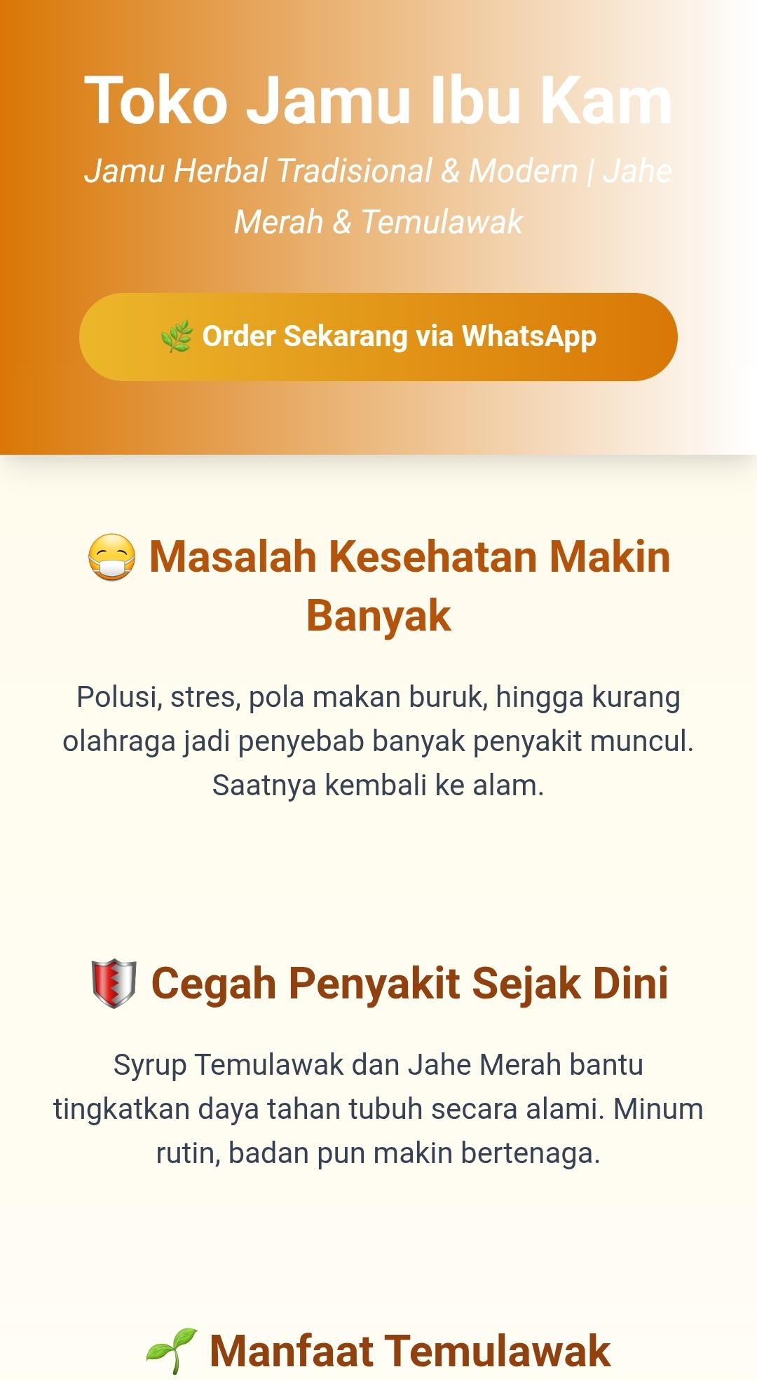Landing Page Produk Jamu